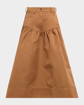Ganni Duchesse Twill Midi Skirt