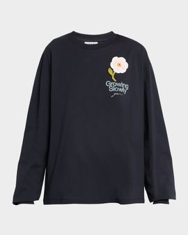 Ganni Embroidered Long-Sleeve Tee