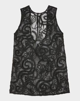 Ganni Embroidered Sheer Net Top