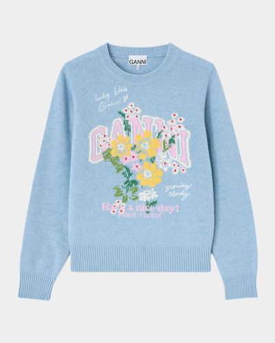 Ganni Floral Graphic Wool Sweater