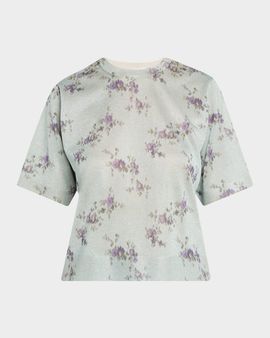 Ganni Floral Metallic Crewneck Tee