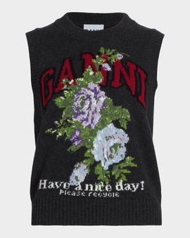 Ganni Flower Logo Sweater Vest