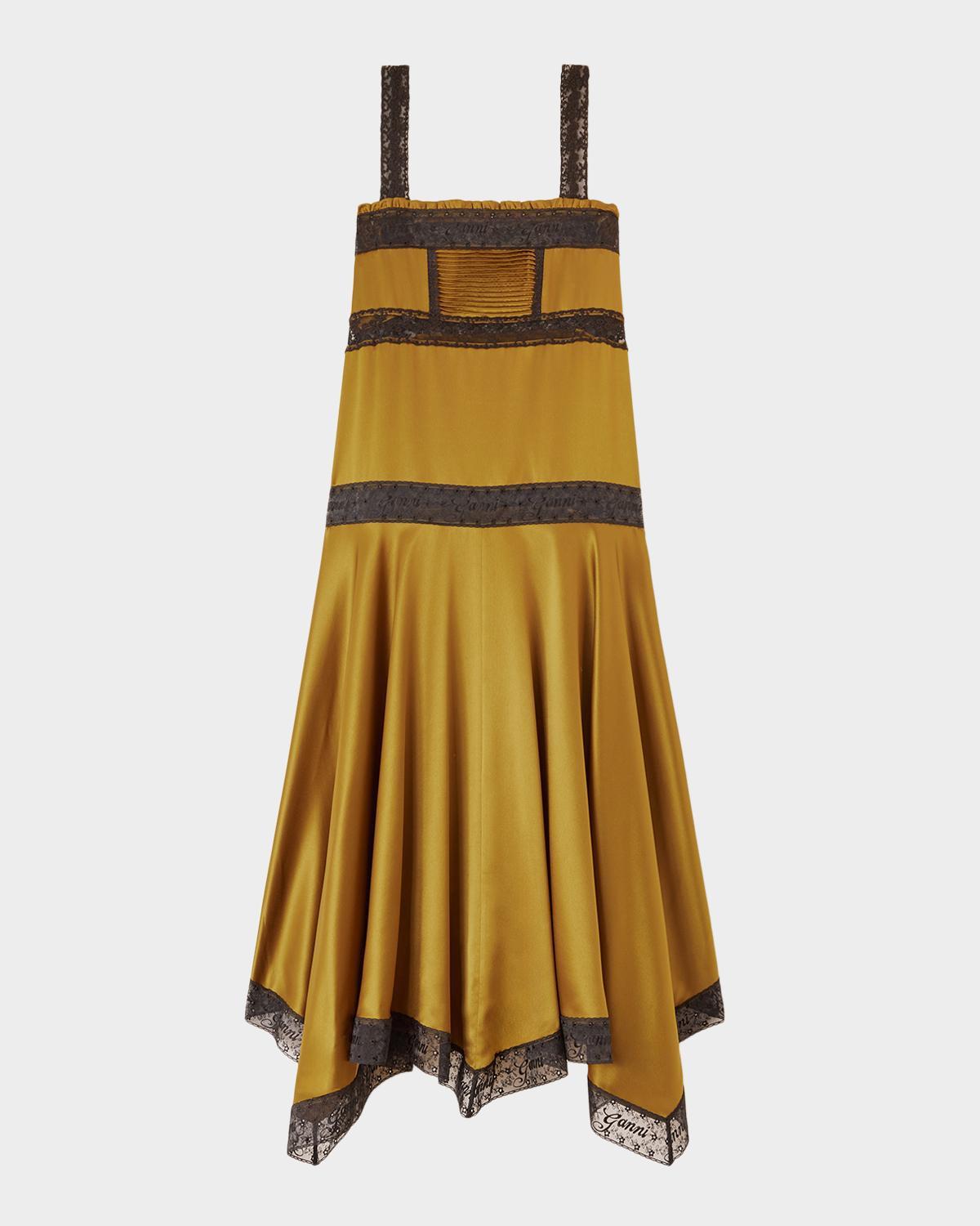 Ganni Fluid Satin Long Slip Dress