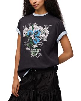 Ganni Ganni Basic Cotton Relaxed Graphic Print Tee