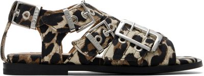 GANNI GANNI Beige & Black Feminine Buckle Strap Denim Sandals