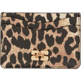 GANNI GANNI Beige & Black Leopard Grained Bou Card Holder