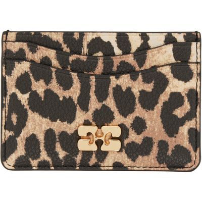 GANNI GANNI Beige & Black Leopard Grained Bou Card Holder