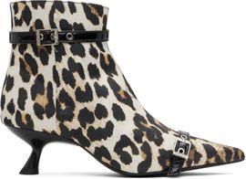 GANNI GANNI Beige & Black Satin Eyelets Kitten Heel Boots
