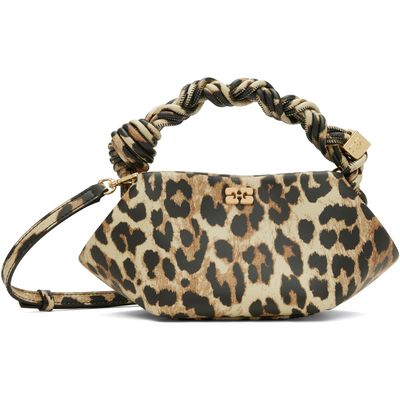 GANNI GANNI Beige & Brown Leopard Grained Mini Bou Bag