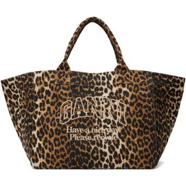 GANNI GANNI Beige & Brown Leopard XXL Tote