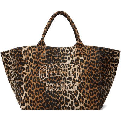 GANNI GANNI Beige & Brown Leopard XXL Tote