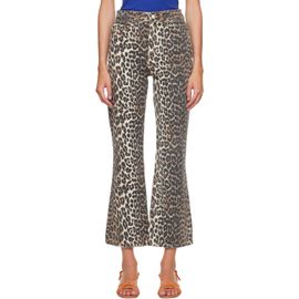 GANNI GANNI Beige Betzy Cropped Leopard Print Jeans