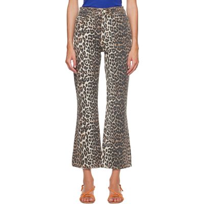 GANNI GANNI Beige Betzy Cropped Leopard Print Jeans