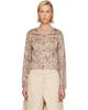 GANNI GANNI Beige Printed Metallic Cardigan - 1