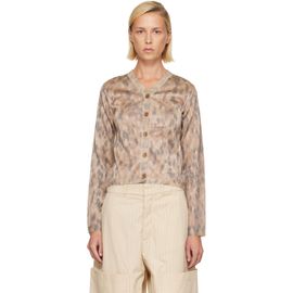 GANNI GANNI Beige Printed Metallic Cardigan