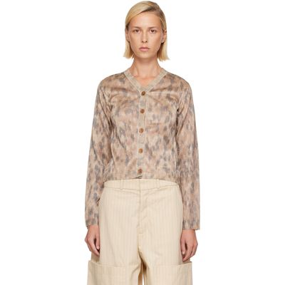 GANNI GANNI Beige Printed Metallic Cardigan
