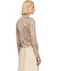 GANNI GANNI Beige Printed Metallic Cardigan - 3