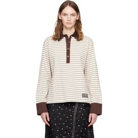 GANNI GANNI Beige Stripe Polo