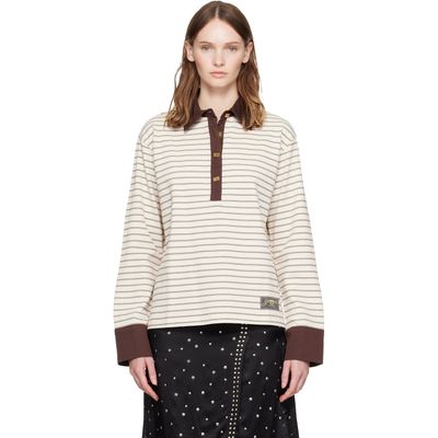 GANNI GANNI Beige Stripe Polo
