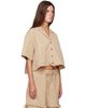 GANNI GANNI Beige Washed Cotton Cropped Bowling Shirt - 2