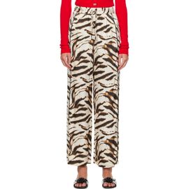 GANNI GANNI Beige Zebra Satin Lounge Pants