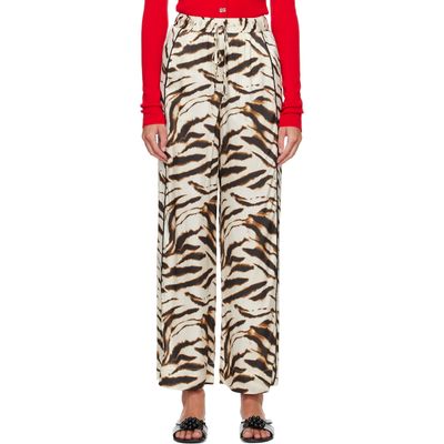 GANNI GANNI Beige Zebra Satin Lounge Pants