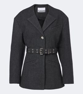 Ganni Ganni Belted wool and cashmere-blend blazer