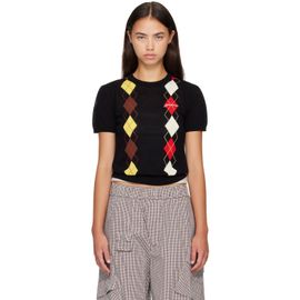 GANNI GANNI Black Argyle Sweater
