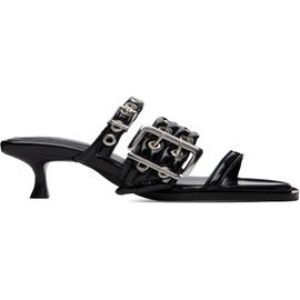 GANNI GANNI Black Buckle Strap Mule Heeled Sandals