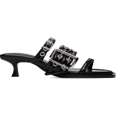 GANNI GANNI Black Buckle Strap Mule Heeled Sandals
