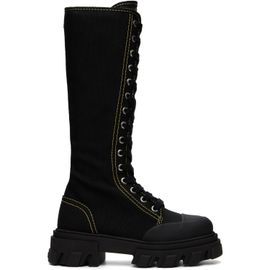 GANNI GANNI Black Cleated Canvas Trail High Boots