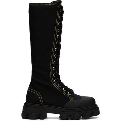 GANNI GANNI Black Cleated Canvas Trail High Boots
