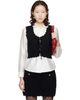 GANNI GANNI Black Cotton Cashmere Crochet Applique Vest - 1