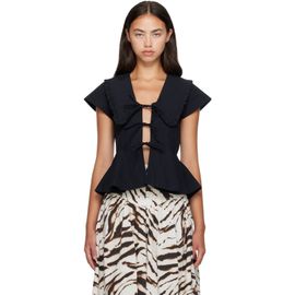 GANNI GANNI Black Cotton Poplin Blouse