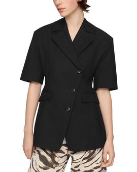 Ganni Ganni Black Cotton Tailored Blazer