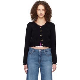 GANNI GANNI Black Crochet Appliqué Cardigan