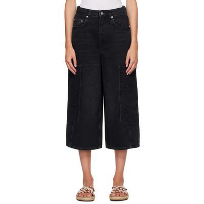 GANNI GANNI Black Cropped Cargo Jeans