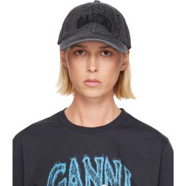 GANNI GANNI Black Embroidered Denim Cap