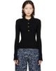 GANNI GANNI Black Fine Sequin Knitted Polo - 1