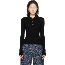 GANNI GANNI Black Fine Sequin Knitted Polo