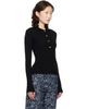 GANNI GANNI Black Fine Sequin Knitted Polo - 2