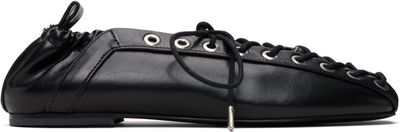 GANNI GANNI Black Lace-Up Ballerina Flats