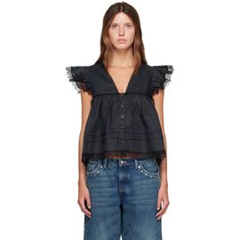 GANNI GANNI Black Linen Blouse
