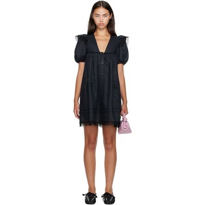 GANNI GANNI Black Linen Minidress