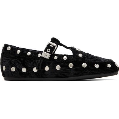 GANNI GANNI Black Mary Jenny Velvet Flats