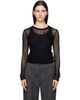 GANNI GANNI Black Mercerized Cotton Mesh Pointelle Longsleeve T-shirt - 1