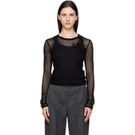 GANNI GANNI Black Mercerized Cotton Mesh Pointelle Longsleeve T-shirt