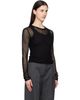 GANNI GANNI Black Mercerized Cotton Mesh Pointelle Longsleeve T-shirt - 2
