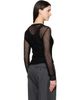 GANNI GANNI Black Mercerized Cotton Mesh Pointelle Longsleeve T-shirt - 3