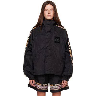 GANNI GANNI Black Placement Printed Flyweight Nylon Jacket